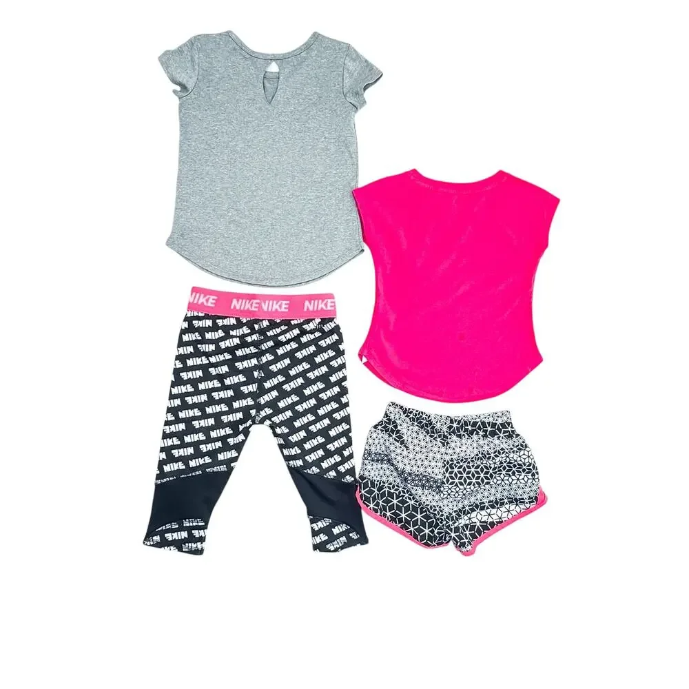Nike Dri-Fit Pink Black Girls 6pc Activewear Athleisure Outfits Bundle Size 2T - Picture 3 of 4